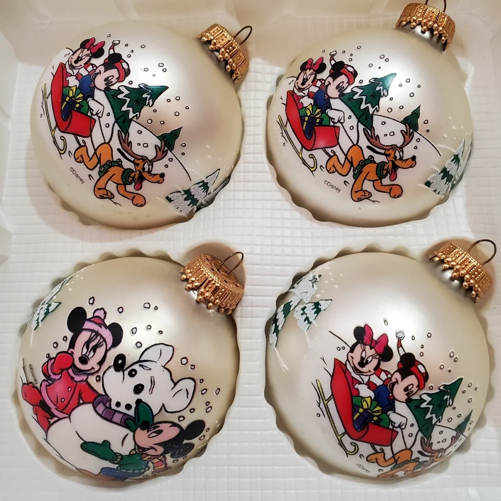 Disney‎ Four Glass Ornaments Vintage
